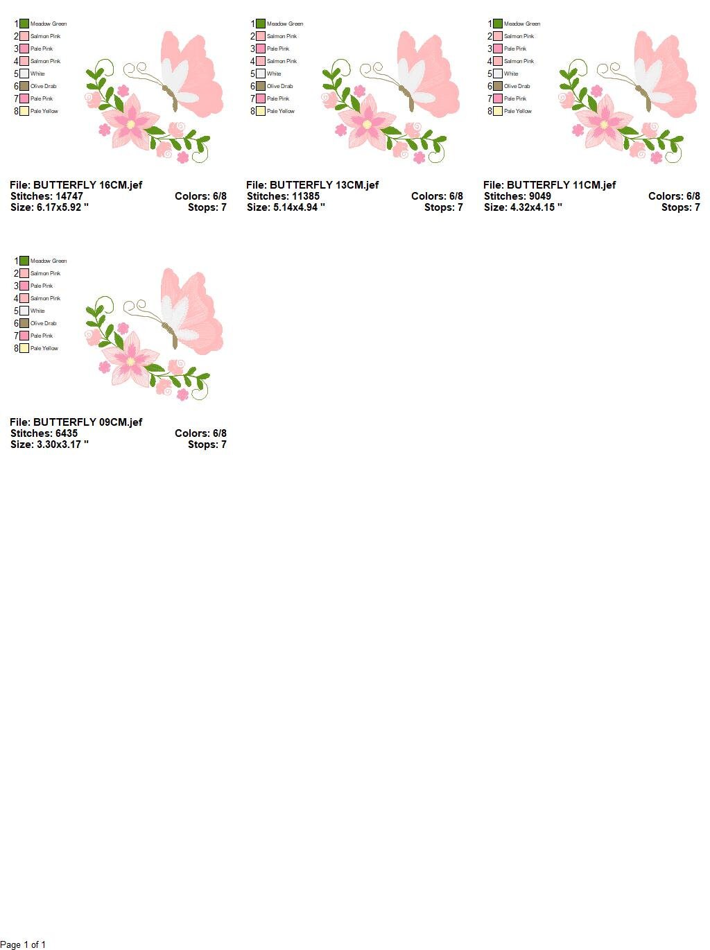 Butterfly embroidery design - Delicate Flowers embroidery designs machine embroidery pattern - Towel embroidery file - instant download pes Marcia Embroidery