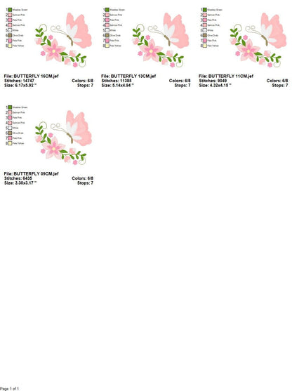 Butterfly embroidery design - Delicate Flowers embroidery designs machine embroidery pattern - Towel embroidery file - instant download pes Marcia Embroidery