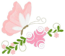 Load image into Gallery viewer, Butterfly embroidery design - Delicate Flowers embroidery designs machine embroidery pattern - Towel embroidery file - instant download pes
