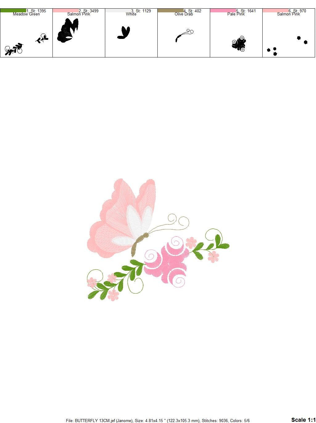 Butterfly embroidery design - Delicate Flowers embroidery designs machine embroidery pattern - Towel embroidery file - instant download pes Marcia Embroidery