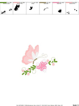 Charger l&#39;image dans la galerie, Butterfly embroidery design - Delicate Flowers embroidery designs machine embroidery pattern - Towel embroidery file - instant download pes
