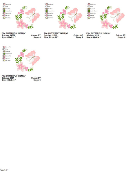 Butterfly corner embroidery design - Delicate Flowers embroidery designs machine embroidery pattern - Tea towel embroidery file - download Marcia Embroidery