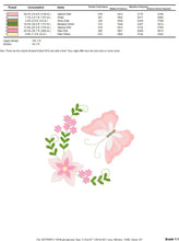 Load image into Gallery viewer, Butterfly corner embroidery design - Delicate Flowers embroidery designs machine embroidery pattern - Tea towel embroidery file - download
