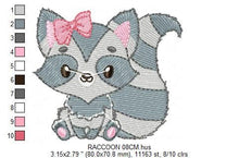 Carica l&#39;immagine nel visualizzatore di Gallery, Raccoon embroidery designs - Animal embroidery design machine embroidery pattern - woodland embroidery file - Baby girl embroidery download
