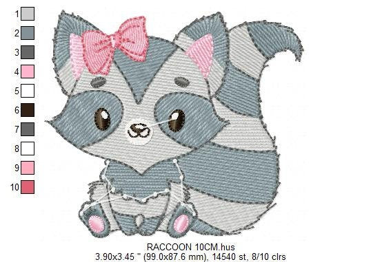 Raccoon embroidery designs - Animal embroidery design machine embroidery pattern - woodland embroidery file - Baby girl embroidery download Marcia Embroidery