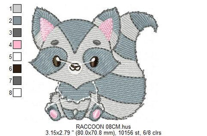 Raccoon embroidery designs - Animal embroidery design machine embroidery pattern - woodland embroidery file - Baby boy embroidery download Marcia Embroidery