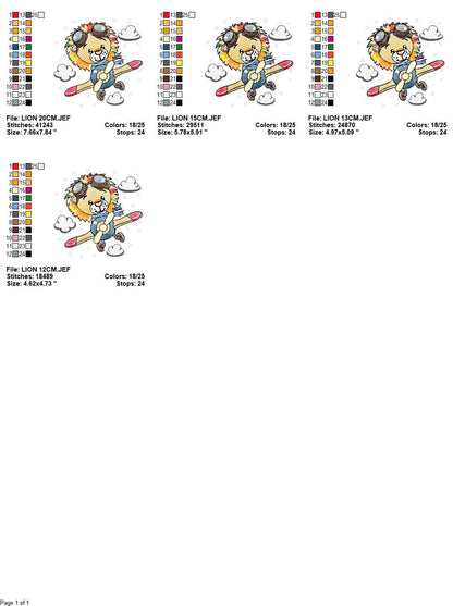 Lion embroidery designs - Airplane embroidery design machine embroidery pattern - Baby boy embroidery file - instant download pes jef hus