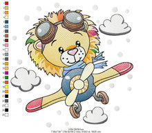 Cargar imagen en el visor de la galería, Lion embroidery designs - Airplane embroidery design machine embroidery pattern - Baby boy embroidery file - instant download pes jef hus
