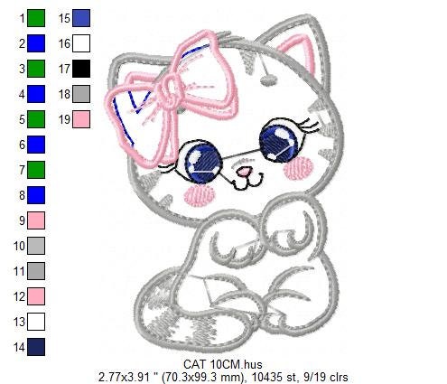 Cat embroidery design - Kitty embroidery designs machine embroidery pattern - Pet embroidery file - baby girl embroidery cat applique design