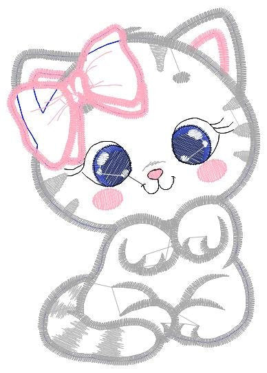 Cat embroidery design - Kitty embroidery designs machine embroidery pattern - Pet embroidery file - baby girl embroidery cat applique design