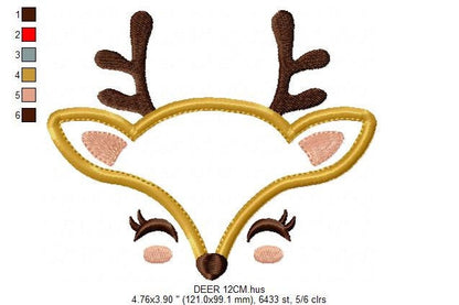 Deer embroidery design - Deer face embroidery designs machine embroidery pattern - Animal embroidery file - baby girl embroidery file boy