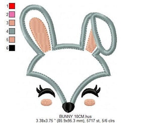 Bunny Face embroidery design - Animal Mask Rabbit embroidery designs machine embroidery pattern - Rabbit face applique - instant download