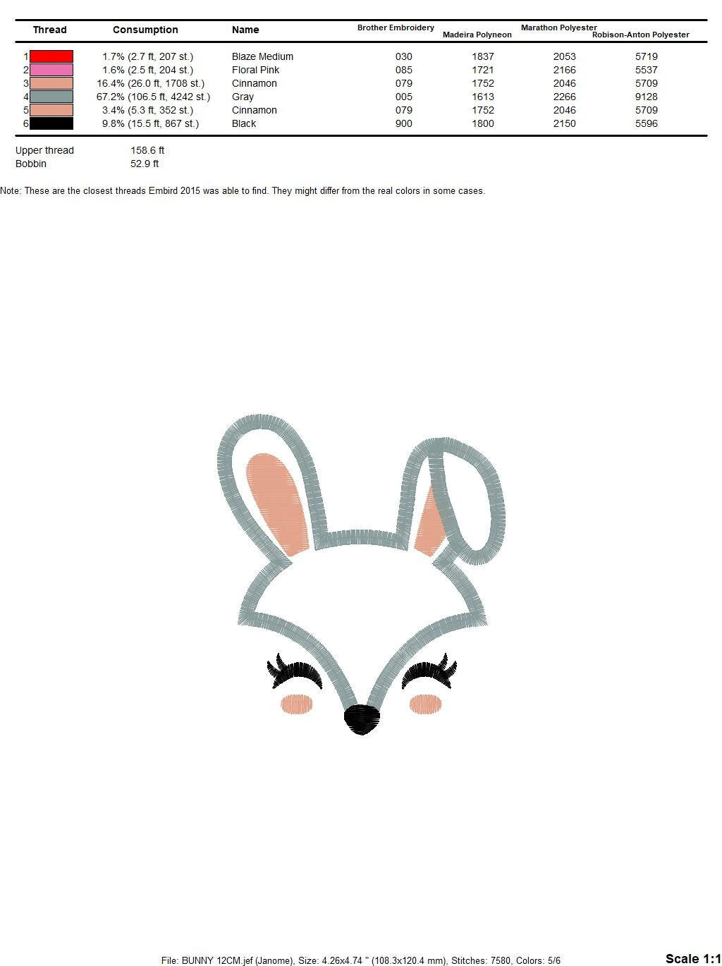 Bunny Face embroidery design - Animal Mask Rabbit embroidery designs machine embroidery pattern - Rabbit face applique - instant download Marcia Embroidery