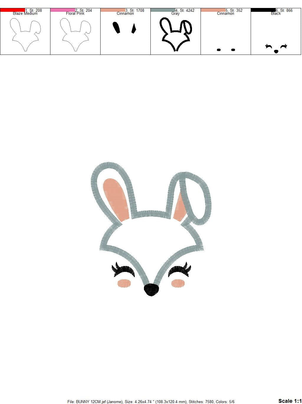 Bunny Face embroidery design - Animal Mask Rabbit embroidery designs machine embroidery pattern - Rabbit face applique - instant download Marcia Embroidery