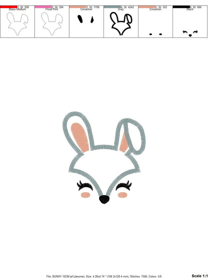 Bunny Face embroidery design - Animal Mask Rabbit embroidery designs machine embroidery pattern - Rabbit face applique - instant download Marcia Embroidery