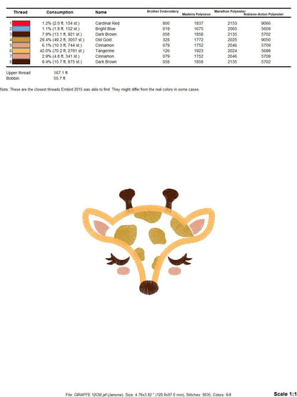 Giraffe Face embroidery design - Wild Safari Animal mask embroidery designs machine embroidery pattern - Giraffe applique - instant download Marcia Embroidery