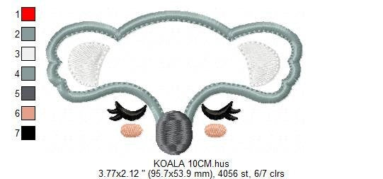 Koala embroidery design - Animal Face embroidery designs machine embroidery pattern - koala applique design - baby newborn boy kids pes jef Marcia Embroidery