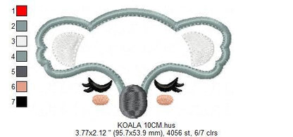 Koala embroidery design - Animal Face embroidery designs machine embroidery pattern - koala applique design - baby newborn boy kids pes jef Marcia Embroidery