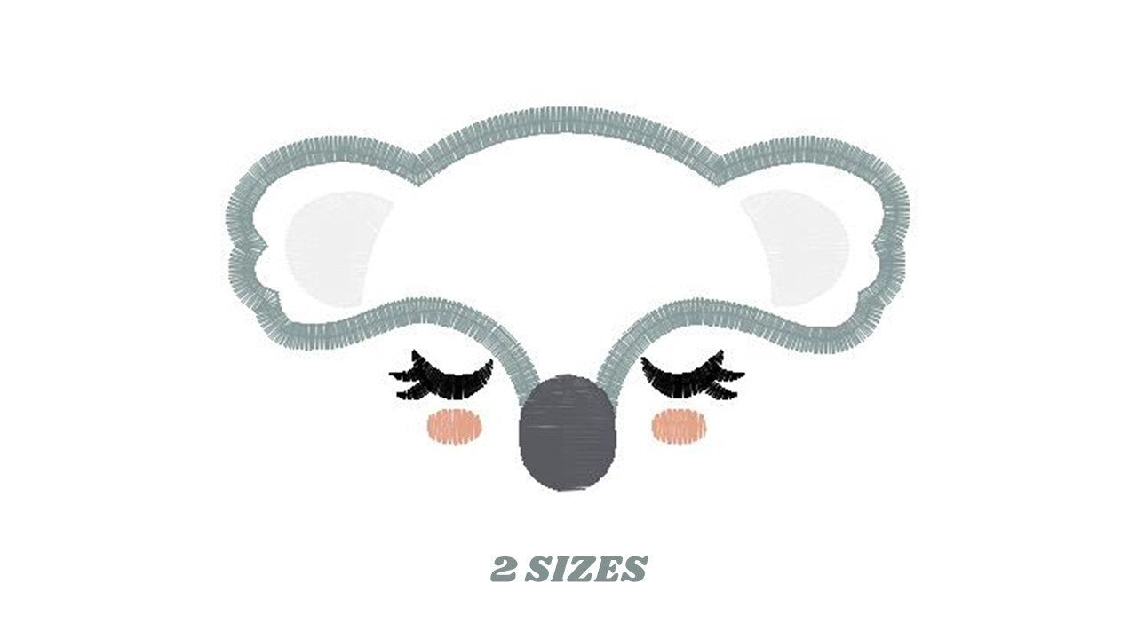 Koala embroidery design - Animal Face embroidery designs machine embroidery pattern - koala applique design - baby newborn boy kids pes jef Marcia Embroidery