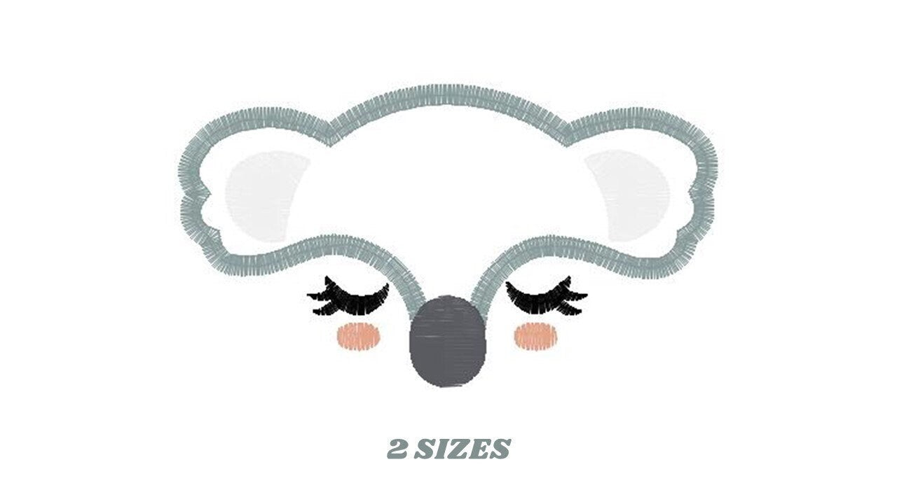 Koala embroidery design - Animal Face embroidery designs machine embroidery pattern - koala applique design - baby newborn boy kids pes jef Marcia Embroidery