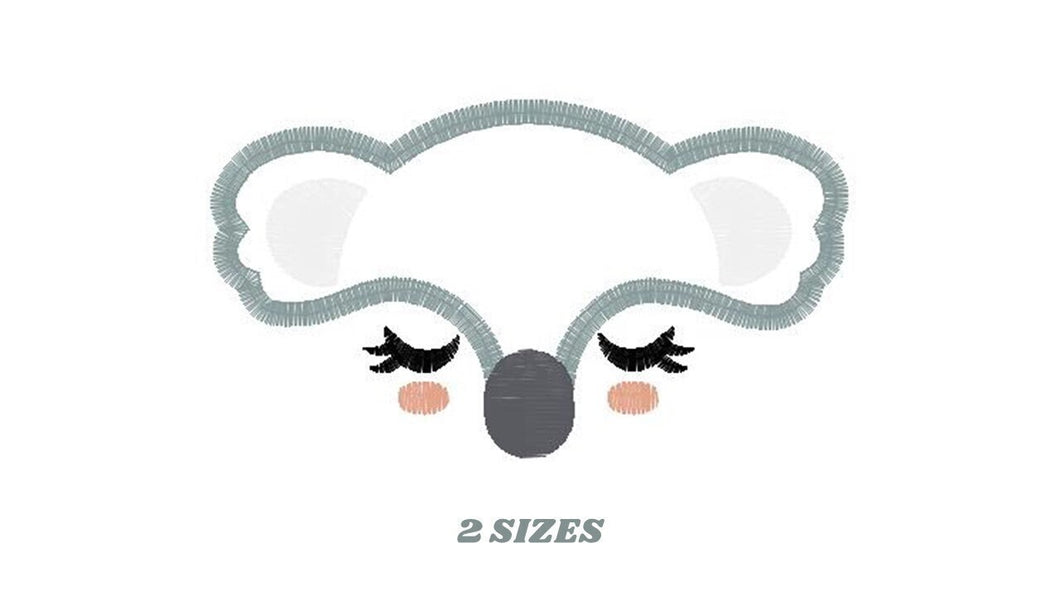Koala embroidery design - Animal Face embroidery designs machine embroidery pattern - koala applique design - baby newborn boy kids pes jef