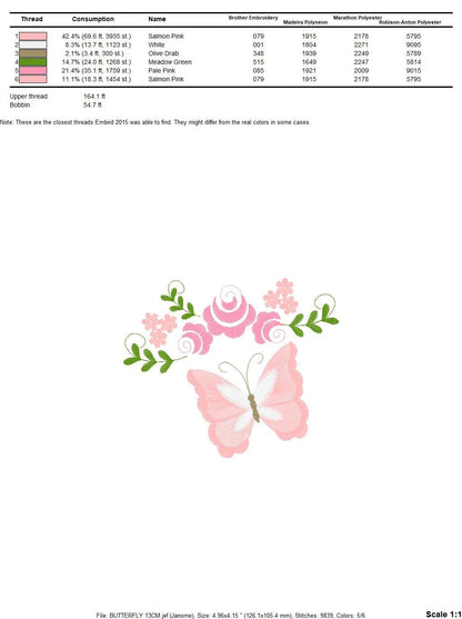 Butterfly corner embroidery design - Delicate Flowers embroidery designs machine embroidery pattern - Tea towel embroidery file - download Marcia Embroidery
