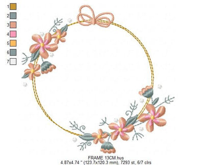 Flowers Monogram Frame embroidery designs - Flower embroidery design machine embroidery pattern - Floral embroidery file - instant download