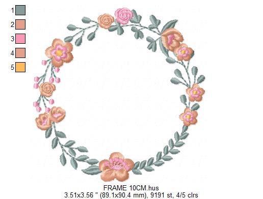 Monogram Frame embroidery designs - Flower embroidery design machine embroidery pattern - Floral wreath embroidery file - digital download Marcia Embroidery