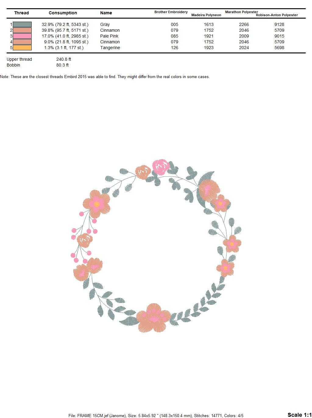 Monogram Frame embroidery designs - Flower embroidery design machine embroidery pattern - Floral wreath embroidery file - digital download Marcia Embroidery
