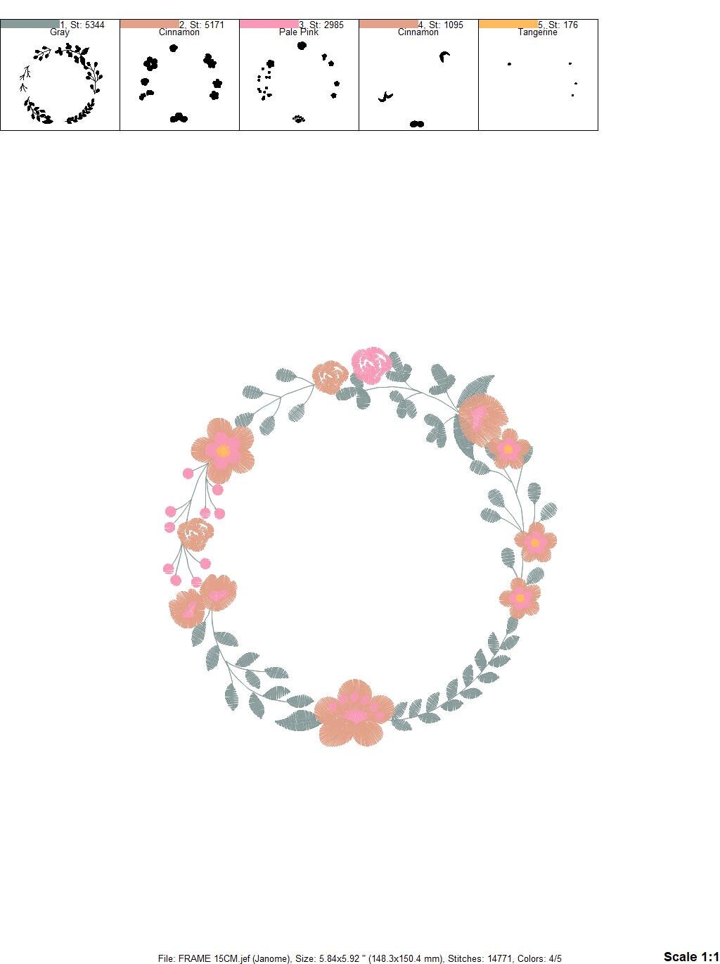 Monogram Frame embroidery designs - Flower embroidery design machine embroidery pattern - Floral wreath embroidery file - digital download Marcia Embroidery
