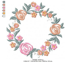 Monogram Frame embroidery designs - Roses Frame embroidery design machine embroidery pattern - Floral wreath embroidery file - download