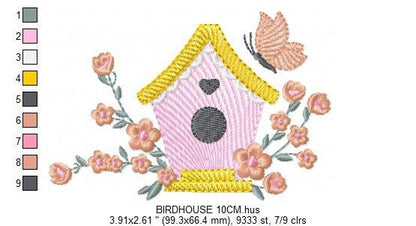 Bird embroidery designs - Birdhouse embroidery design machine embroidery pattern - Crafty Bird Lovers embroidery - instant digital download