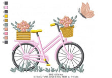 Cargar imagen en el visor de la galería, Bike embroidery designs - Bicycle embroidery design machine embroidery pattern - baby  girl embroidery file - Delicate Bike with flowers jef
