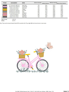 Bike embroidery designs - Bicycle embroidery design machine embroidery pattern - baby  girl embroidery file - Delicate Bike with flowers jef