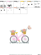 Charger l&#39;image dans la galerie, Bike embroidery designs - Bicycle embroidery design machine embroidery pattern - baby  girl embroidery file - Delicate Bike with flowers jef
