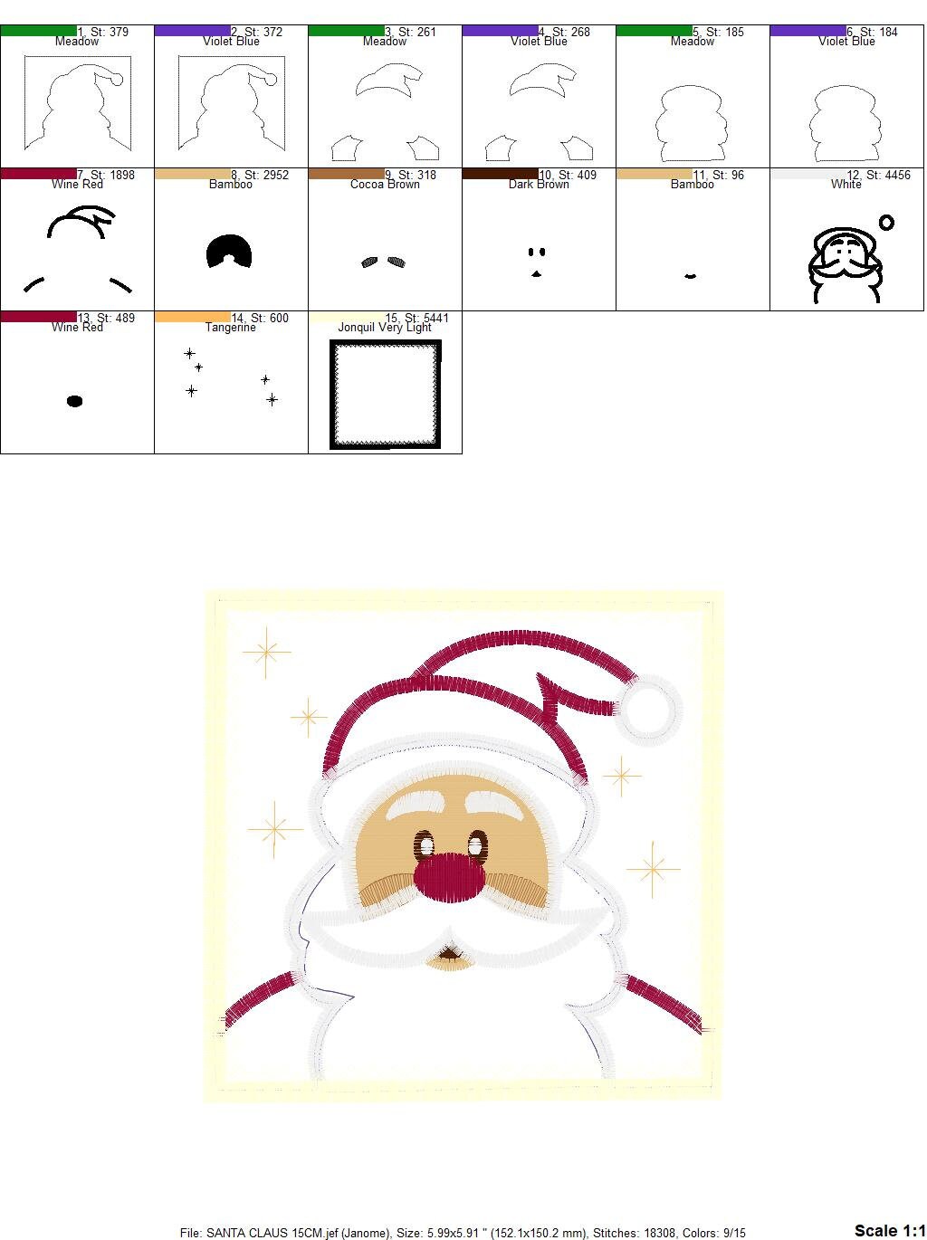 Santa Claus embroidery designs - Xmas embroidery design machine embroidery pattern - Christmas embroidery file - instant download applique