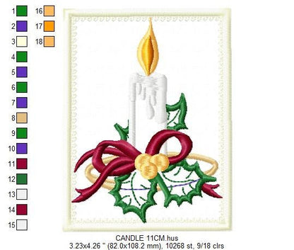 Candle embroidery designs - Christmas Decoration embroidery design machine embroidery pattern - Christmas embroidery file Bell embroidery Marcia Embroidery