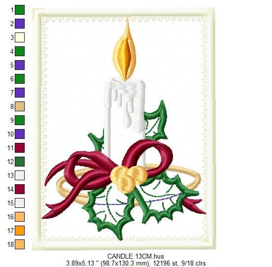 Candle embroidery designs - Christmas Decoration embroidery design machine embroidery pattern - Christmas embroidery file Bell embroidery Marcia Embroidery