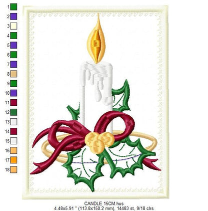 Candle embroidery designs - Christmas Decoration embroidery design machine embroidery pattern - Christmas embroidery file Bell embroidery Marcia Embroidery