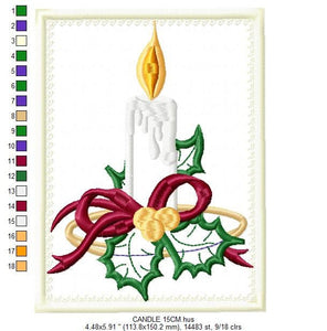 Candle embroidery designs - Christmas Decoration embroidery design machine embroidery pattern - Christmas embroidery file Bell embroidery