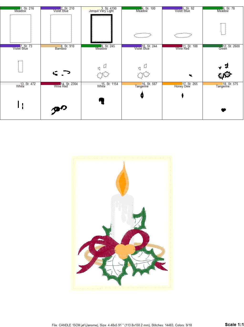 Candle embroidery designs - Christmas Decoration embroidery design machine embroidery pattern - Christmas embroidery file Bell embroidery Marcia Embroidery