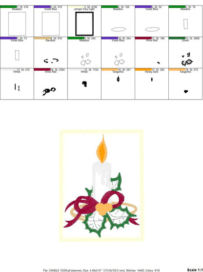 Candle embroidery designs - Christmas Decoration embroidery design machine embroidery pattern - Christmas embroidery file Bell embroidery Marcia Embroidery