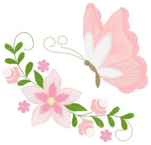 Load image into Gallery viewer, Butterfly embroidery design - Delicate Flowers embroidery designs machine embroidery pattern - Towel embroidery file - instant download pes
