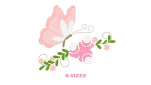 Charger l&#39;image dans la galerie, Butterfly embroidery design - Delicate Flowers embroidery designs machine embroidery pattern - Towel embroidery file - instant download pes
