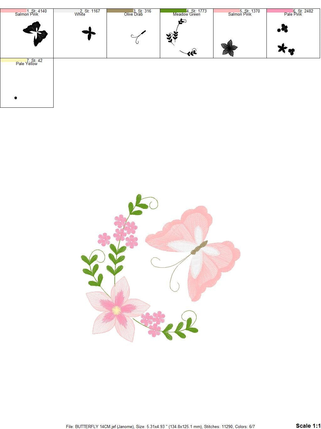 Butterfly corner embroidery design - Delicate Flowers embroidery designs machine embroidery pattern - Tea towel embroidery file - download Marcia Embroidery