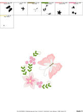 Load image into Gallery viewer, Butterfly corner embroidery design - Delicate Flowers embroidery designs machine embroidery pattern - Tea towel embroidery file - download
