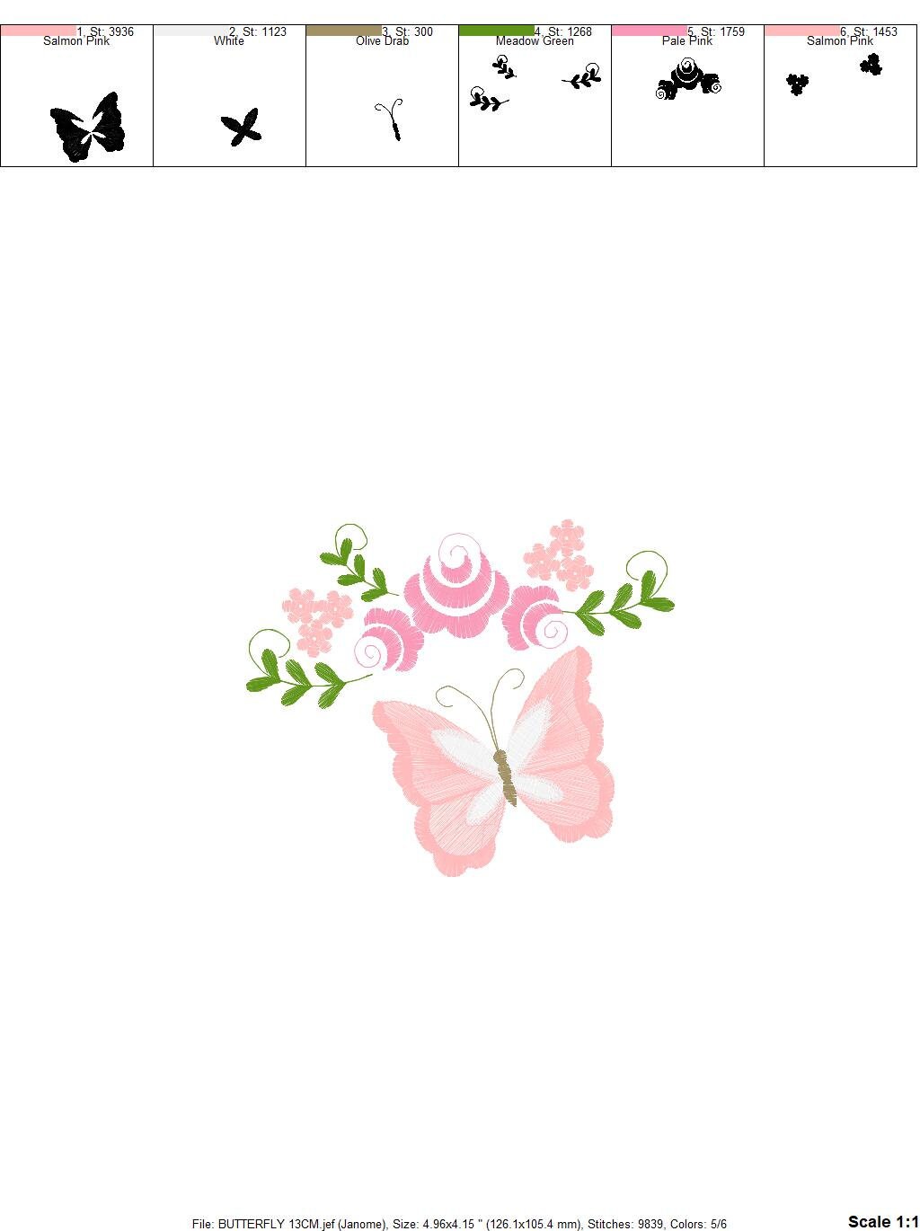 Butterfly corner embroidery design - Delicate Flowers embroidery designs machine embroidery pattern - Tea towel embroidery file - download Marcia Embroidery