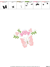 Carica l&#39;immagine nel visualizzatore di Gallery, Butterfly corner embroidery design - Delicate Flowers embroidery designs machine embroidery pattern - Tea towel embroidery file - download
