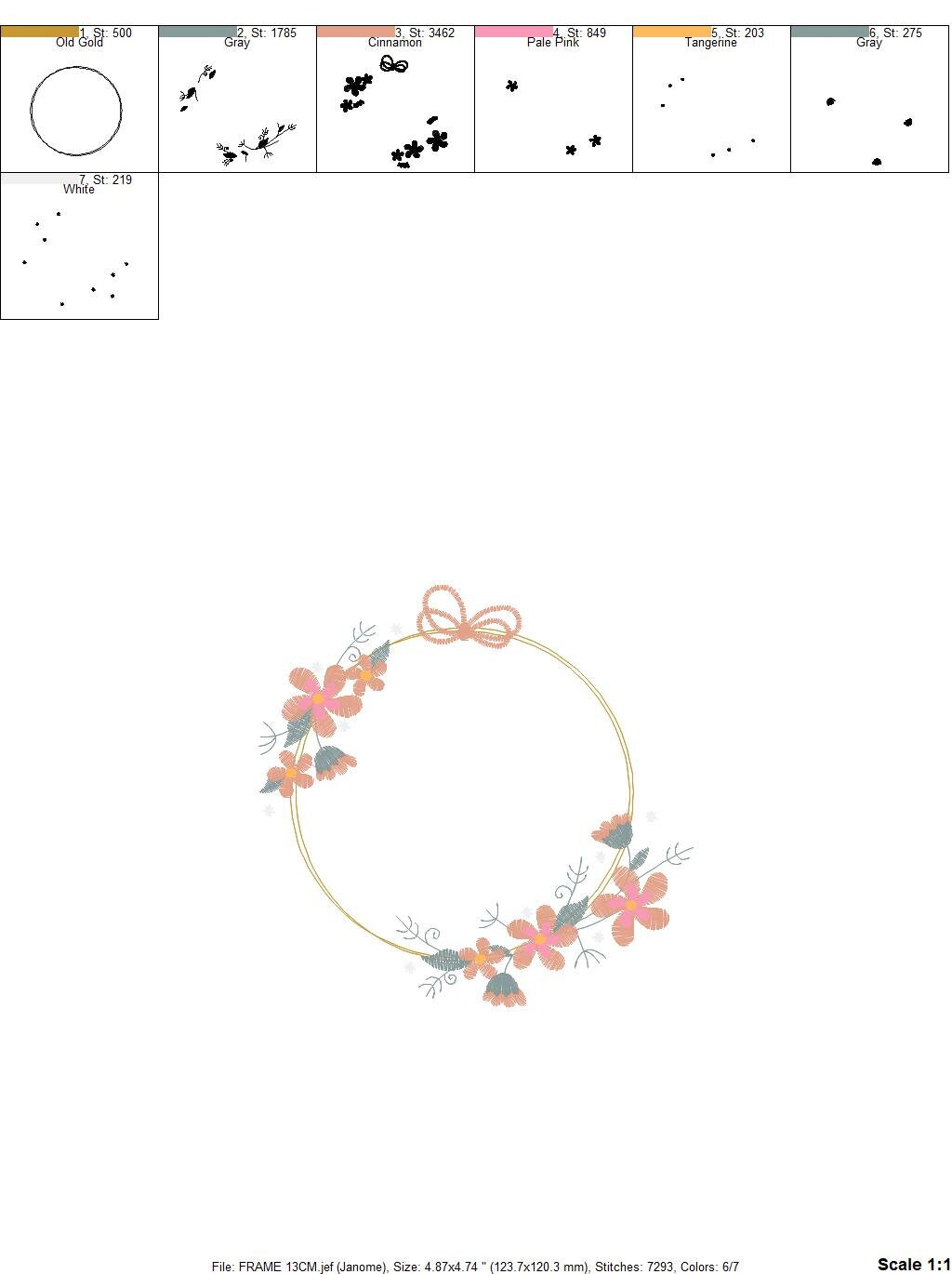 Flowers Monogram Frame embroidery designs - Flower embroidery design machine embroidery pattern - Floral embroidery file - instant download