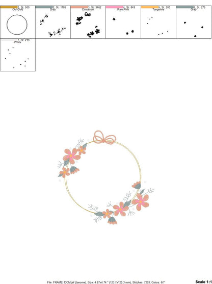 Flowers Monogram Frame embroidery designs - Flower embroidery design machine embroidery pattern - Floral embroidery file - instant download